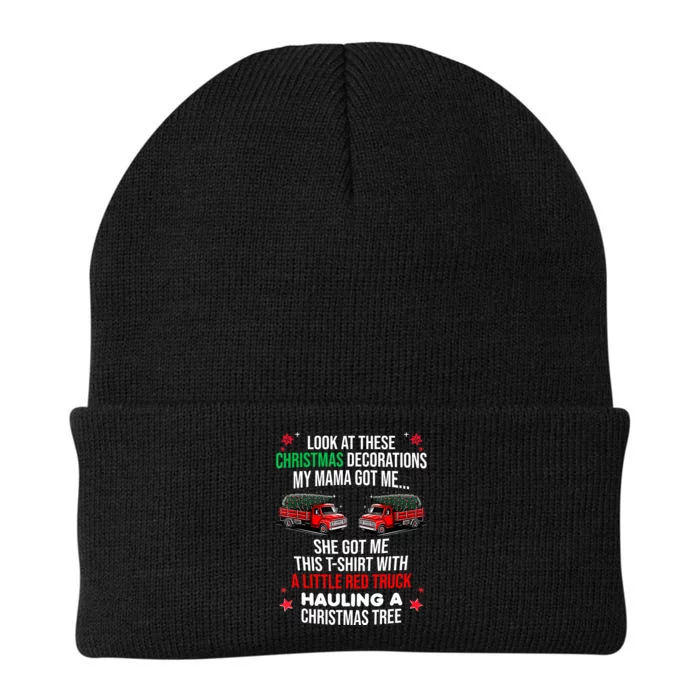 Funny A Little Red Truck Hauling A Christmas Tree Knit Cap Winter Beanie