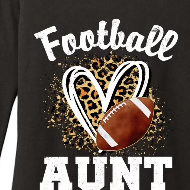 Football Aunt Leopard Heart Gift Womens CVC Long Sleeve Shirt