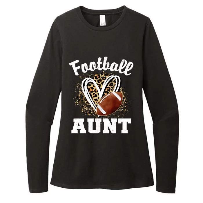 Football Aunt Leopard Heart Gift Womens CVC Long Sleeve Shirt