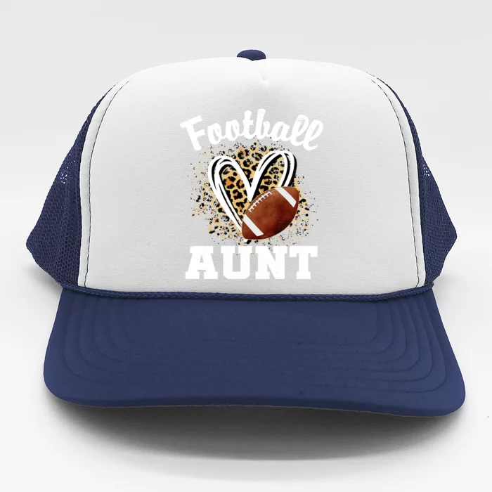 Football Aunt Leopard Heart Gift Trucker Hat