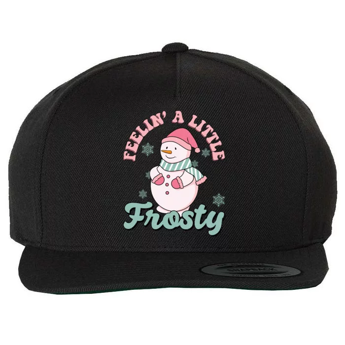 Feelin A Little Frosty Cute Snowman Holiday Wool Snapback Cap