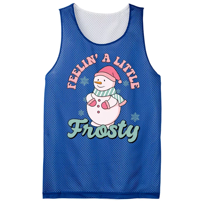 Feelin A Little Frosty Cute Snowman Holiday Mesh Reversible Basketball Jersey Tank