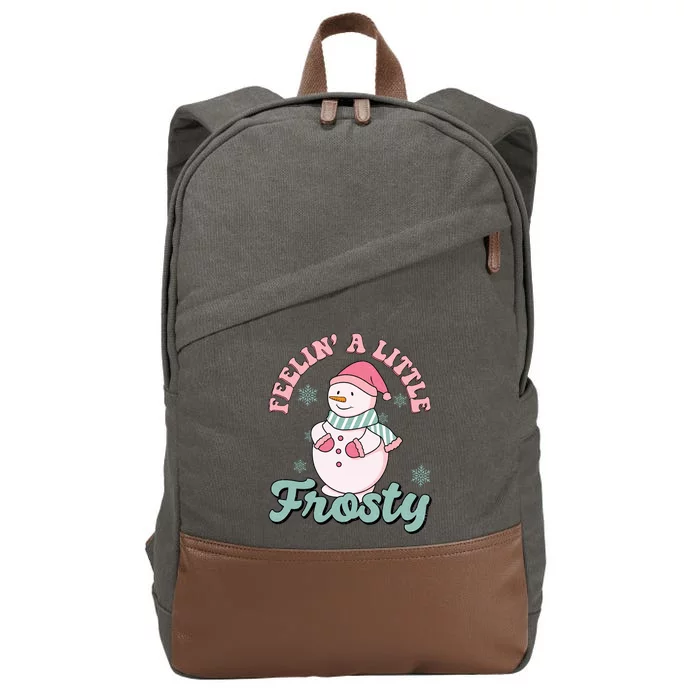 Feelin A Little Frosty Cute Snowman Holiday Cotton Canvas Backpack