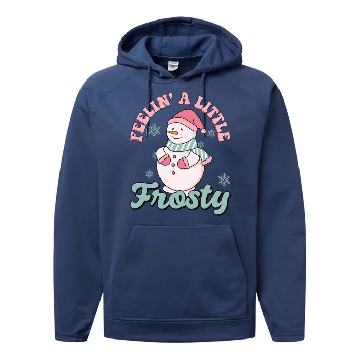 Feelin A Little Frosty Cute Snowman Holiday Performance Fleece Hoodie