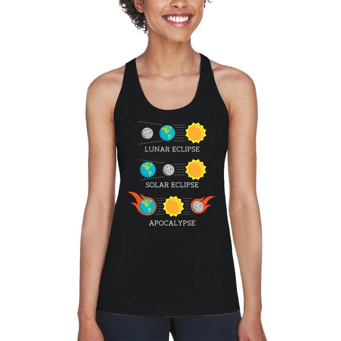 Funny Apocalypse Lunar Solar Eclipse Space Women's Racerback Tank