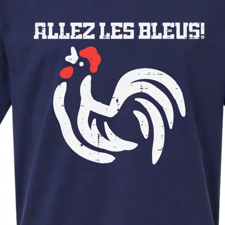 France Allez Les Bleus French Rooster Soccer    Long Sleeve Sueded Cloud Jersey T-Shirt