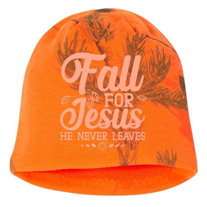 Fall For Jesus He Never Leaves Kati - Camo Knit Beanie