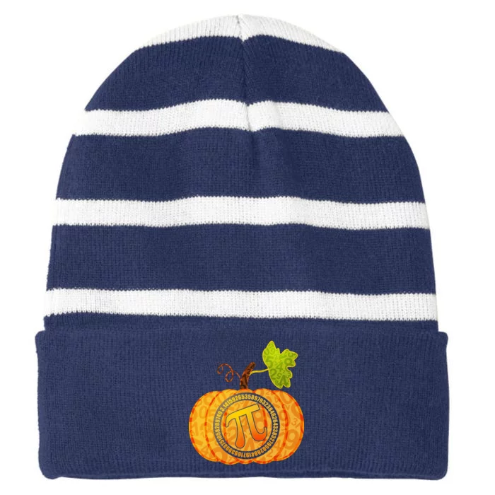 Fall Pumpkin Pi 3.14 Autumn Striped Beanie with Solid Band