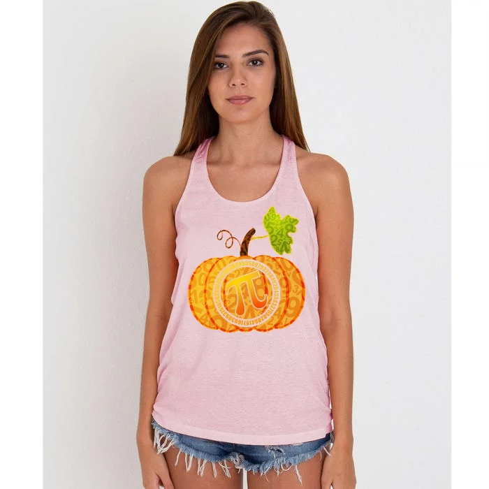 Fall Pumpkin Pi 3.14 Autumn Women's Knotted Racerback Tank