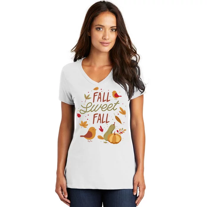 Fall Sweet Fall Autmn Women's V-Neck T-Shirt