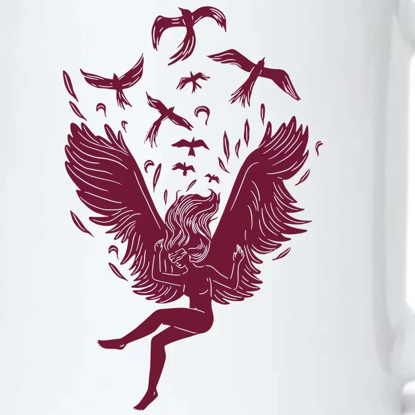 Falling Angel Doves Black Color Changing Mug