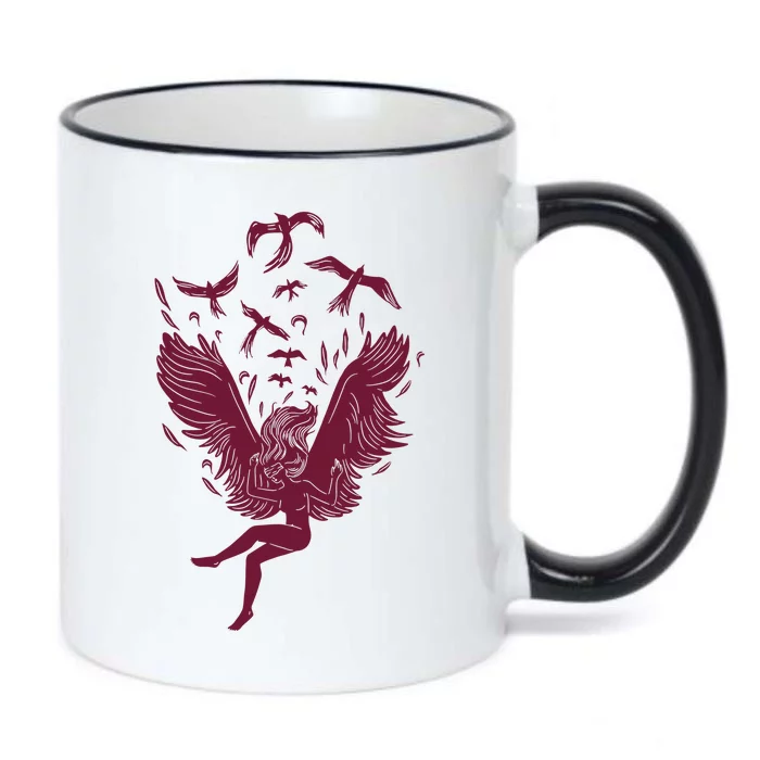 Falling Angel Doves Black Color Changing Mug