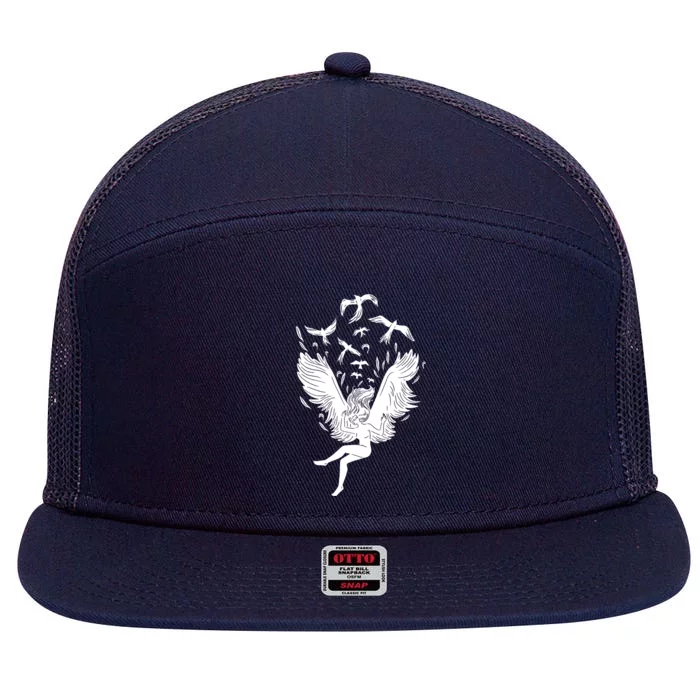 Falling Angel Doves 7 Panel Mesh Trucker Snapback Hat