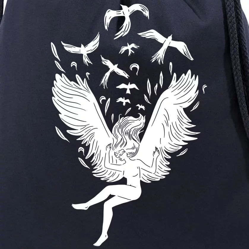 Falling Angel Doves Drawstring Bag