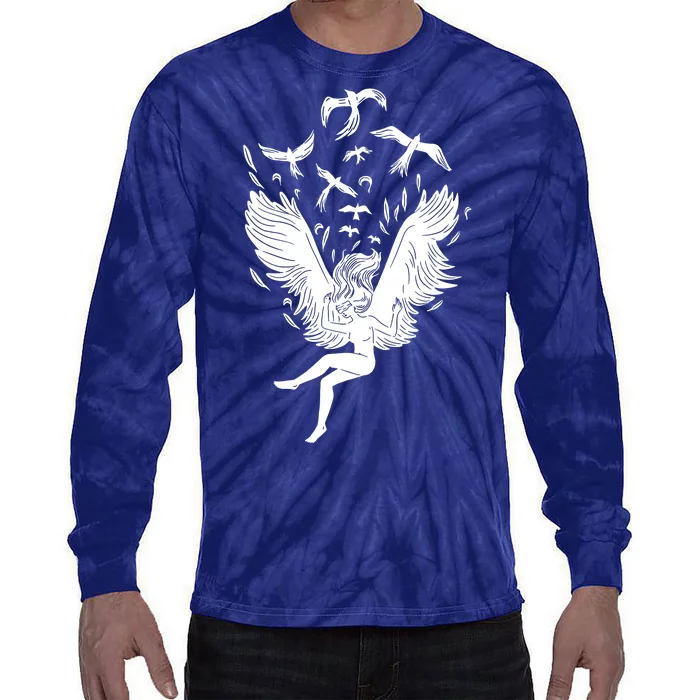 Falling Angel Doves Tie-Dye Long Sleeve Shirt