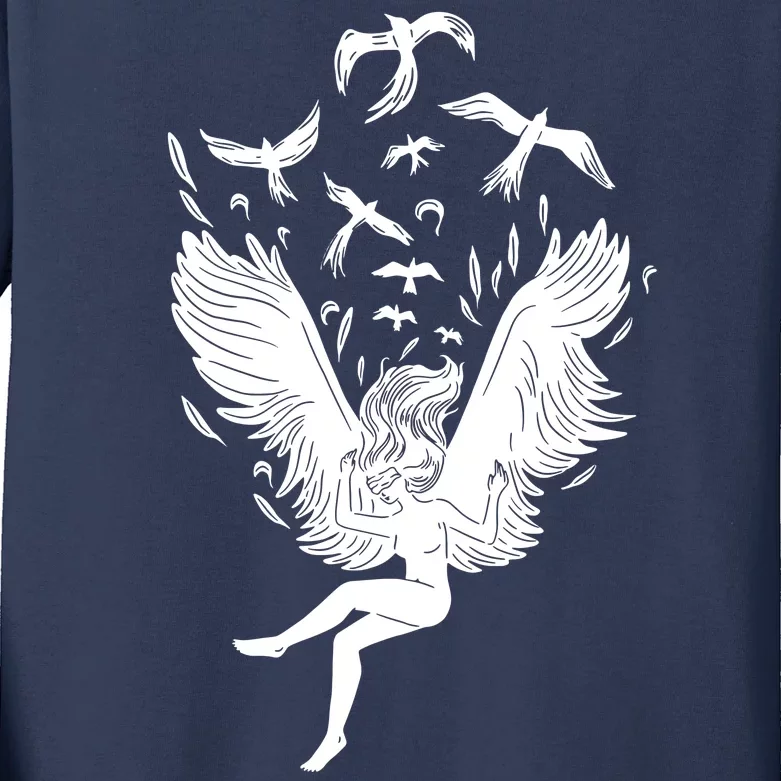 Falling Angel Doves Kids Long Sleeve Shirt