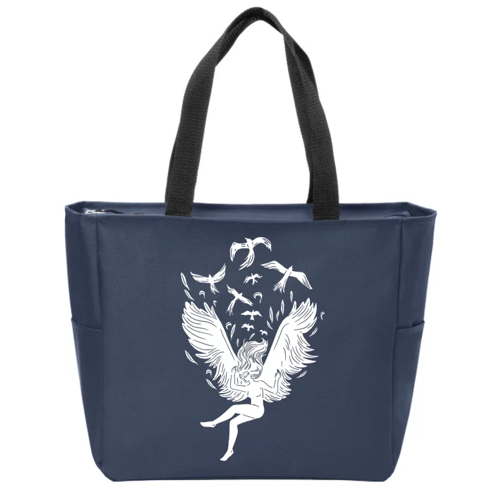 Falling Angel Doves Zip Tote Bag