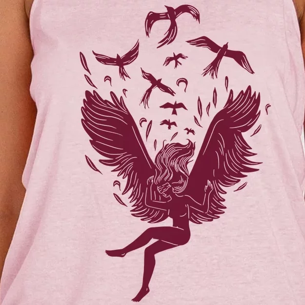 Falling Angel Doves Women's Knotted Racerback Tank