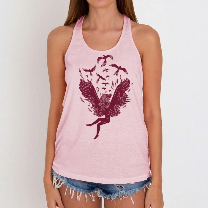 Falling Angel Doves Women's Knotted Racerback Tank