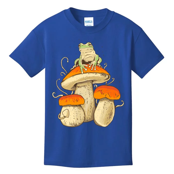 Frog And Mushrooms Funny Gift Kids T-Shirt