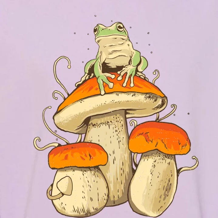 Frog And Mushrooms Funny Gift Garment-Dyed Sweatshirt