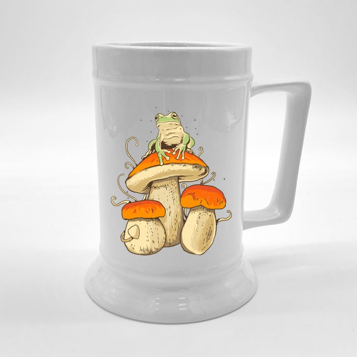 Frog And Mushrooms Funny Gift Front & Back Beer Stein