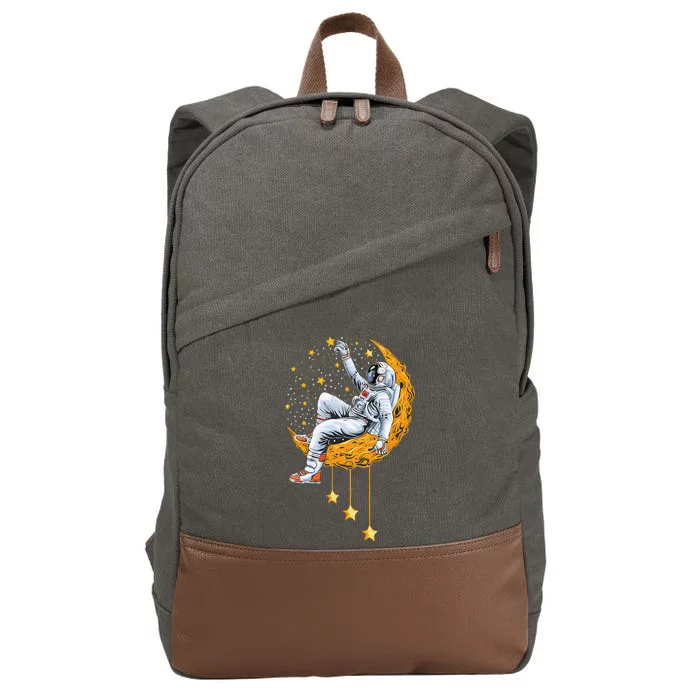 Funny Astronaut Moon Planets Colorful Space Graphic Cotton Canvas Backpack