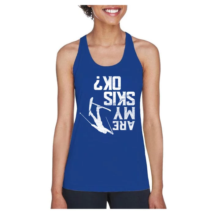 Funny Are My Skis Ok? Freeski Design Gift Women's Racerback Tank