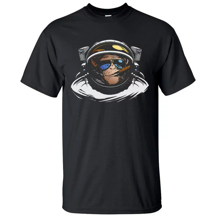 Funny Astronaut Monkey Smoking A Cigar Space Tall T-Shirt