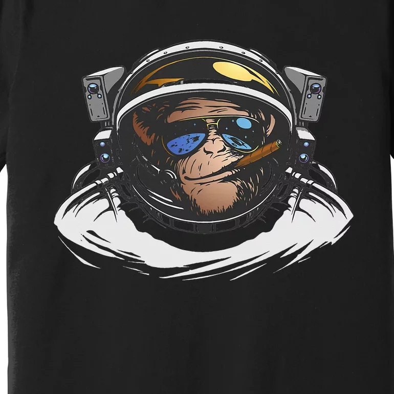 Funny Astronaut Monkey Smoking A Cigar Space Premium T-Shirt