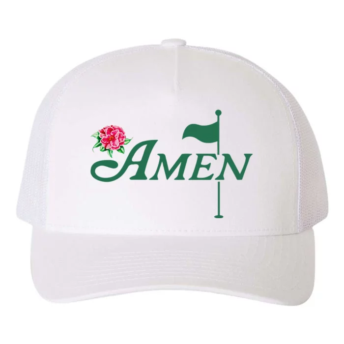 Funny Amen Master Golf Azalea Tournament Pink Golfing Girl Flower Yupoong Adult 5-Panel Trucker Hat