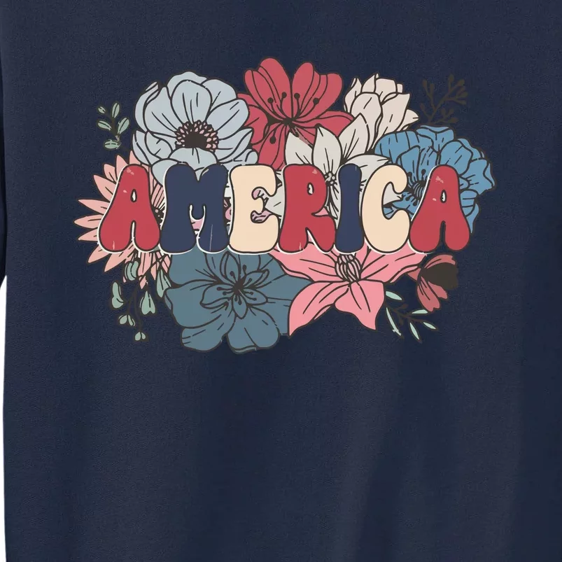 Floral American Mama Retro Mama Tall Sweatshirt