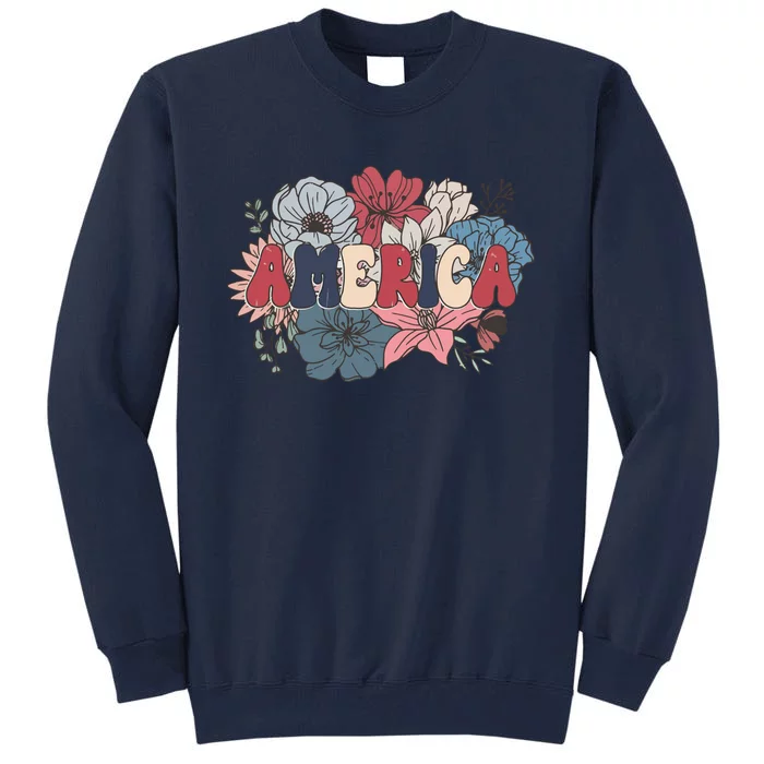 Floral American Mama Retro Mama Tall Sweatshirt