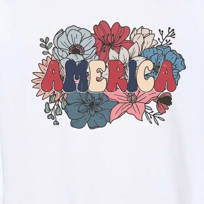 Floral American Mama Retro Mama Garment-Dyed Sweatshirt