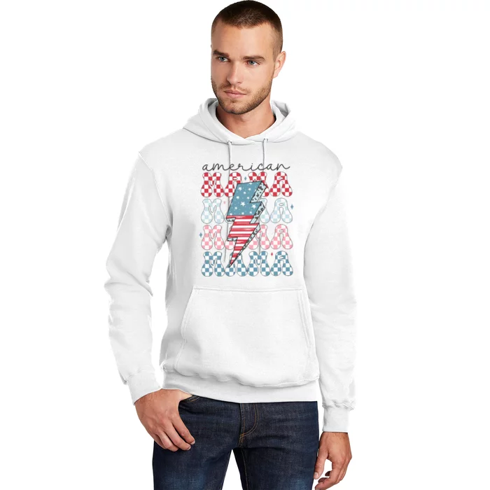 Flag American Mama 4th Of July Mom Hoodie