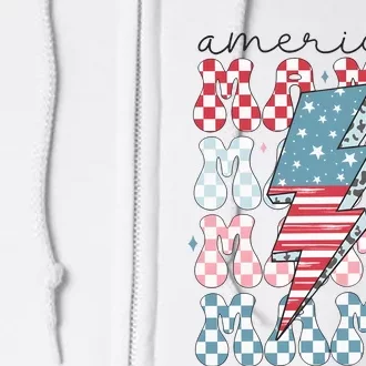 Flag American Mama 4th Of July Mom Full Zip Hoodie