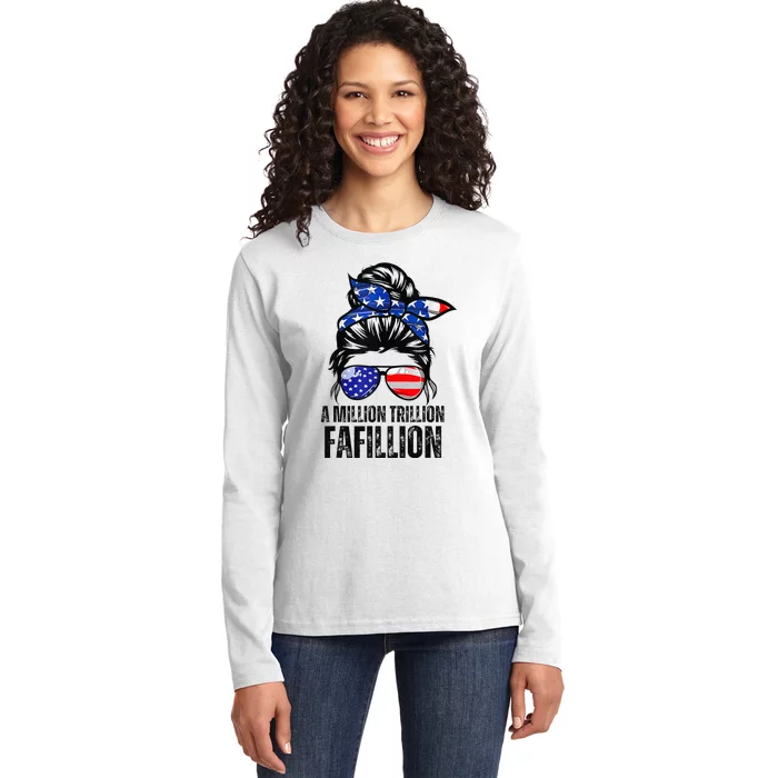 Funny A Million Trillion Fafillion Anti Biden Debate 2024 Ladies Long Sleeve Shirt