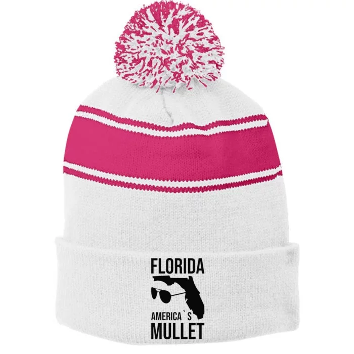 Florida America´s Mullet West Coast Stripe Pom Pom Beanie