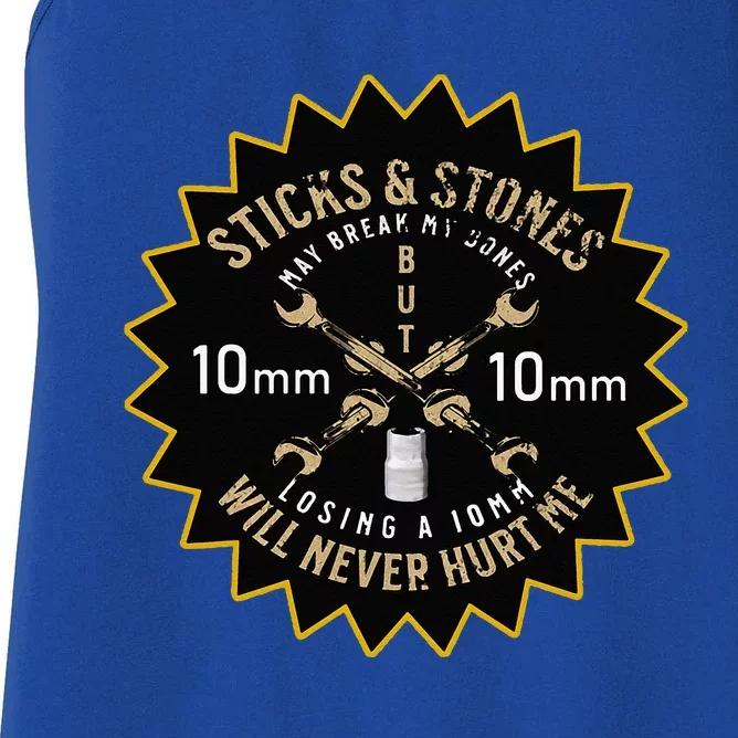 Funny Auto Mechanics The Missing 10mm Tools Auto Mechanic Women's Racerback Tank