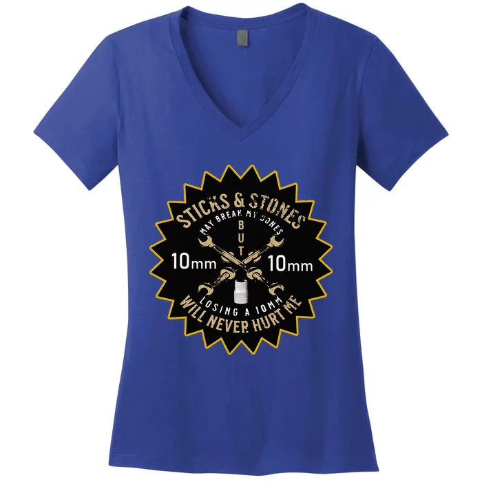 Funny Auto Mechanics The Missing 10mm Tools Auto Mechanic Women's V-Neck T-Shirt