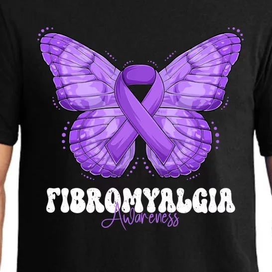 Fibromyalgia Awareness Month Purple Ribbon Butterfly Cute Gift Pajama Set