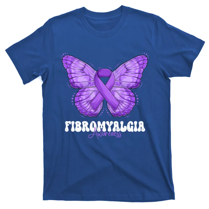 Fibromyalgia Awareness Month Purple Ribbon Butterfly Cute Gift T-Shirt