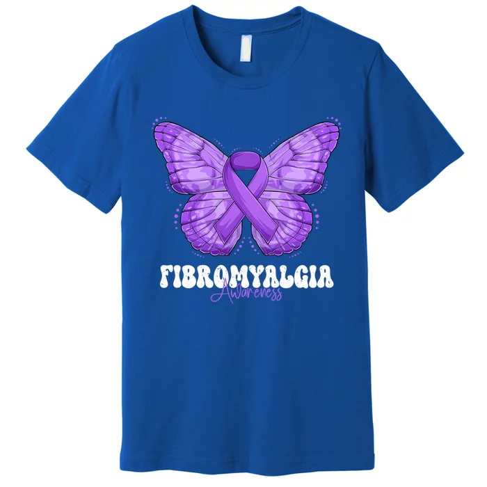 Fibromyalgia Awareness Month Purple Ribbon Butterfly Cute Gift Premium T-Shirt