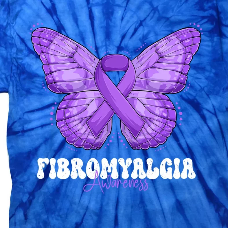 Fibromyalgia Awareness Month Purple Ribbon Butterfly Cute Gift Tie-Dye T-Shirt