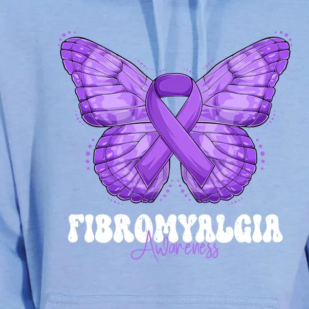 Fibromyalgia Awareness Month Purple Ribbon Butterfly Cute Gift Unisex Surf Hoodie