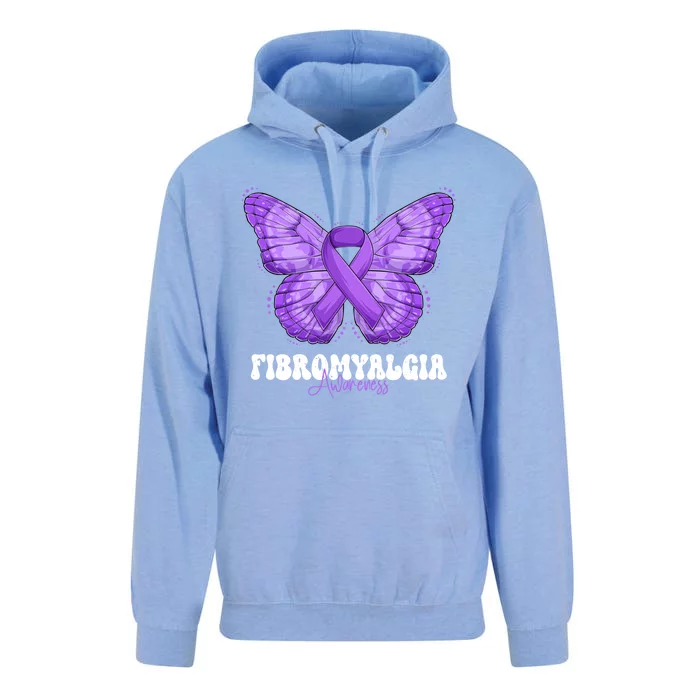 Fibromyalgia Awareness Month Purple Ribbon Butterfly Cute Gift Unisex Surf Hoodie