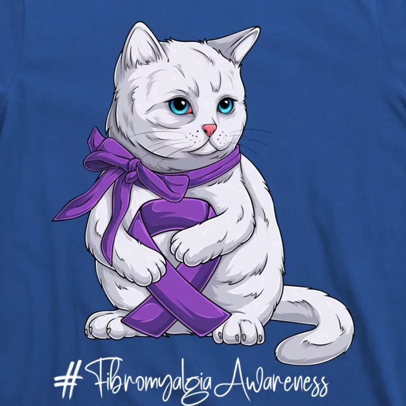 Fibromyalgia Awareness Month Purple Ribbon Cat Great Gift T-Shirt