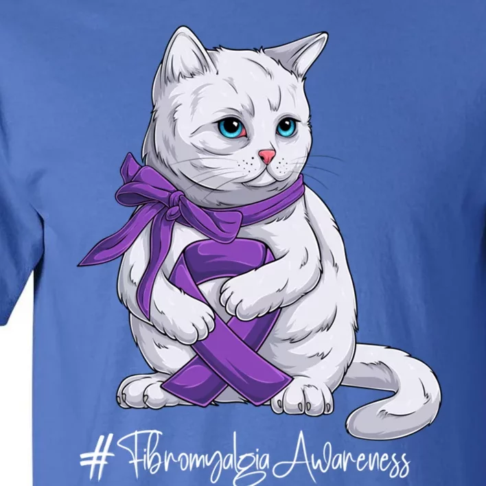 Fibromyalgia Awareness Month Purple Ribbon Cat Great Gift Tall T-Shirt