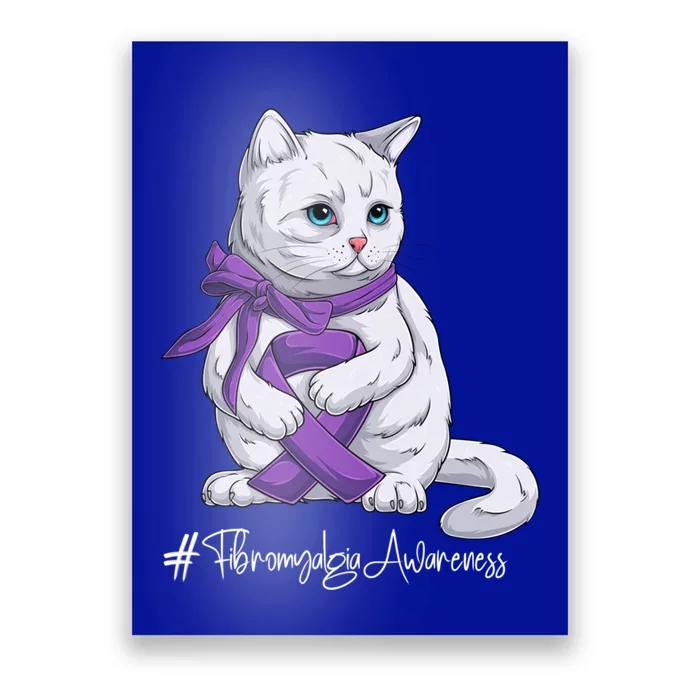 Fibromyalgia Awareness Month Purple Ribbon Cat Great Gift Poster