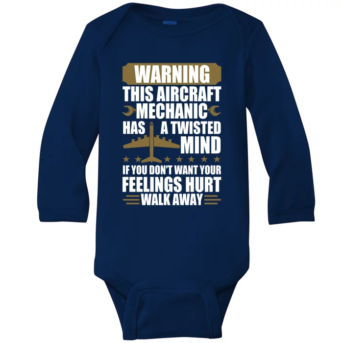 Funny Aircraft Mechanic Airplane Mechanic Great Gift Baby Long Sleeve Bodysuit